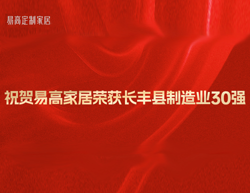  祝賀易高家居榮獲“長豐縣制造業(yè)30強”榮譽稱號！
